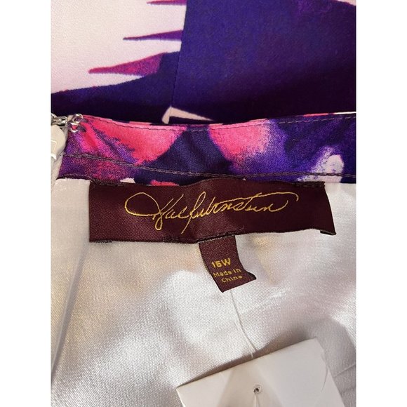 Hal Rubenstein 16W satin slip Pink Purple Floral Tropical Hawaiian Lined Skirt - Picture 4 of 10